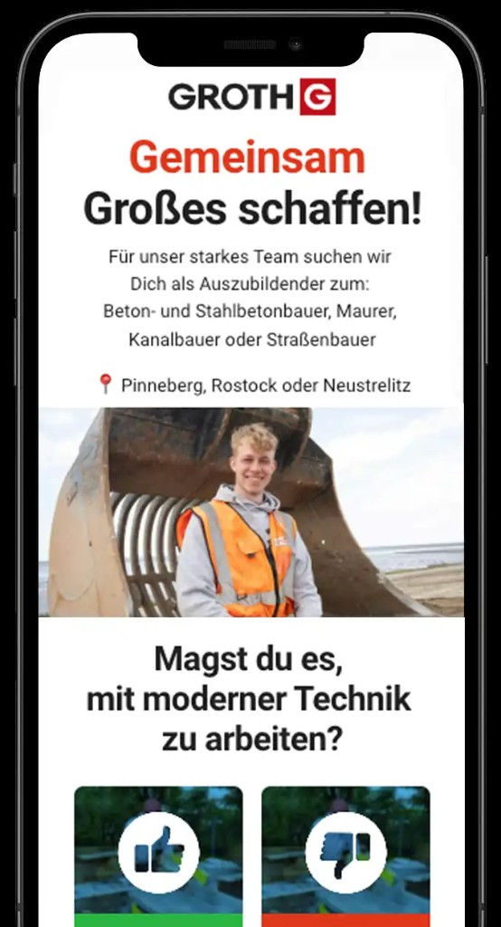 Groth4Future Landingpage – Einstieg mit Hero und erster Interaktionsfrage