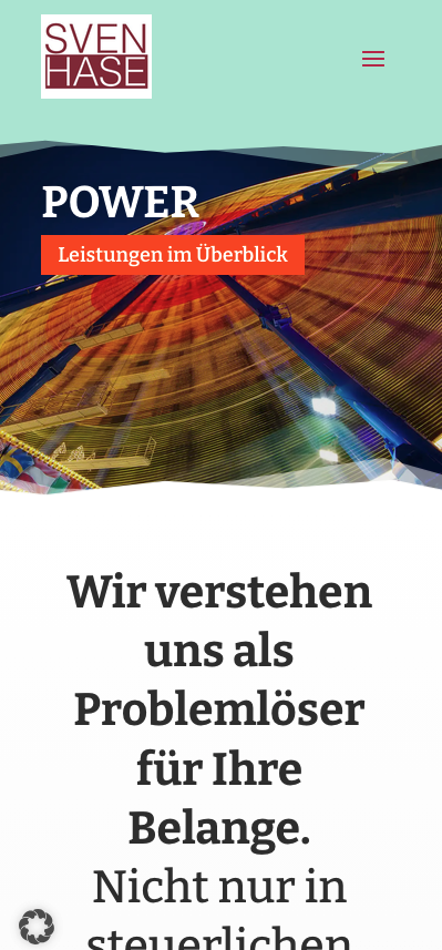Mobile Ansicht der Sven Hase Website mit Leistungsbereich